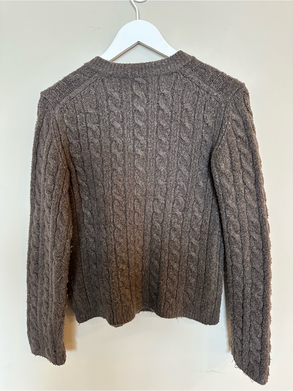 Abercrombie & Fitch Chocolate Brown Cable-Knit Button Cardigan - Picture 2 of 10